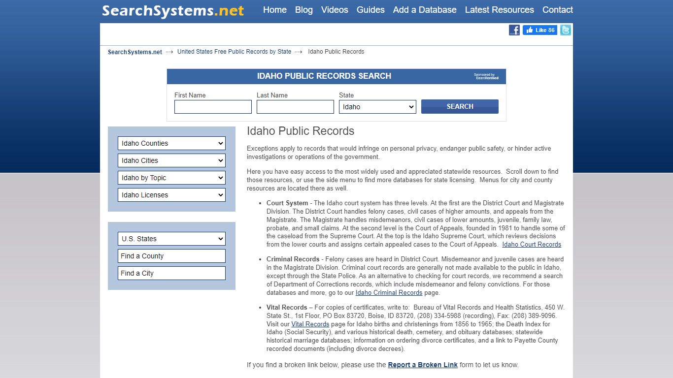 Idaho Public Records Search